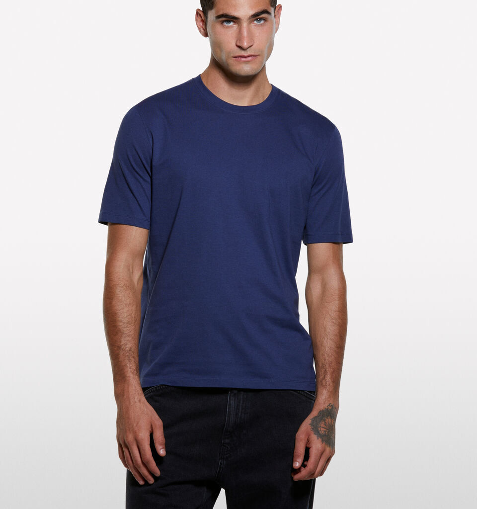 Blue regular fit short sleeve t-shirt  - men's short sleeve t-shirts - Blue | Sisley image number 3